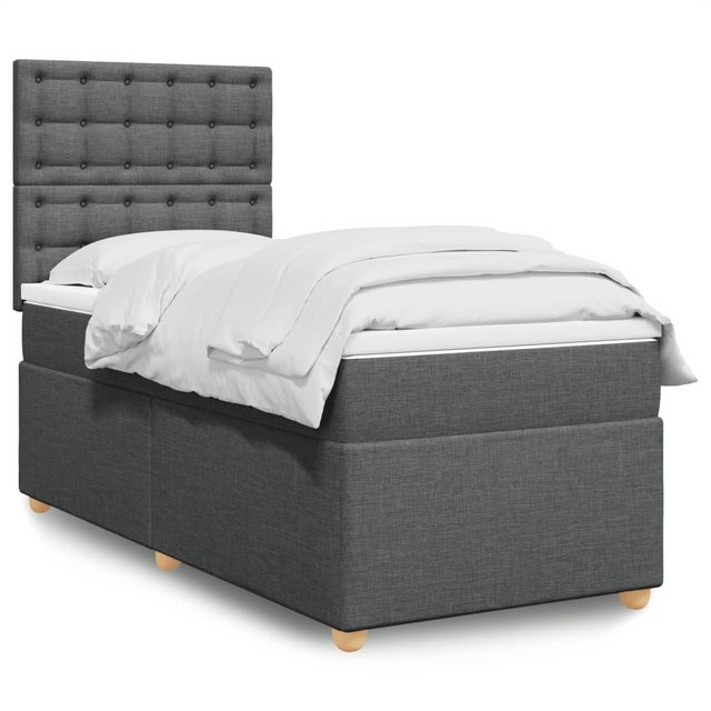 vidaXL Boxspringbett, Boxspringbett mit Matratze Dunkelgrau 90x190 cm Stoff günstig online kaufen