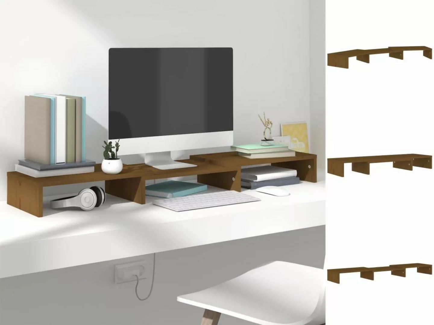 vidaXL TV-Schrank Monitorständer Honigbraun 80x24x10,5 cm Massivholz Kiefer günstig online kaufen