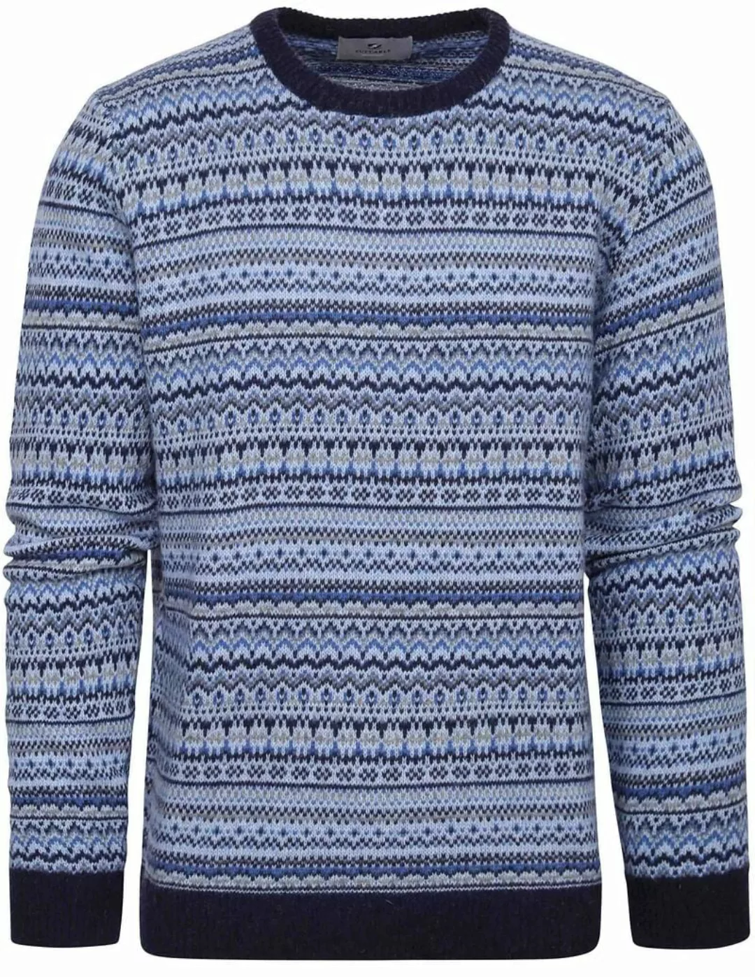 Suitable Prestige Fair Isle Pullover Blau - Größe L günstig online kaufen