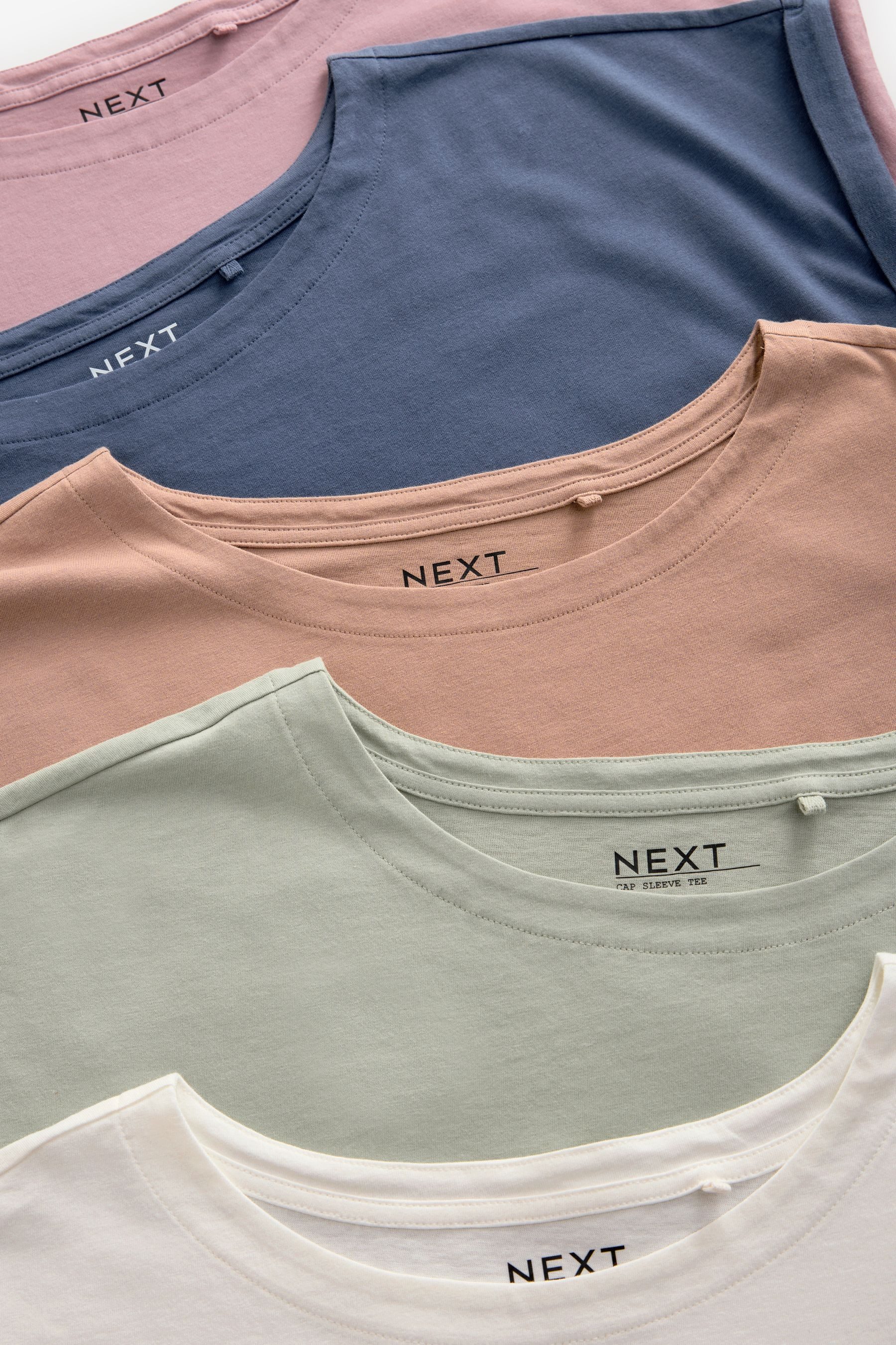Next T-Shirt 5er-Pack T-Shirts Flügelärmel Baumwolle, günstig online kaufen