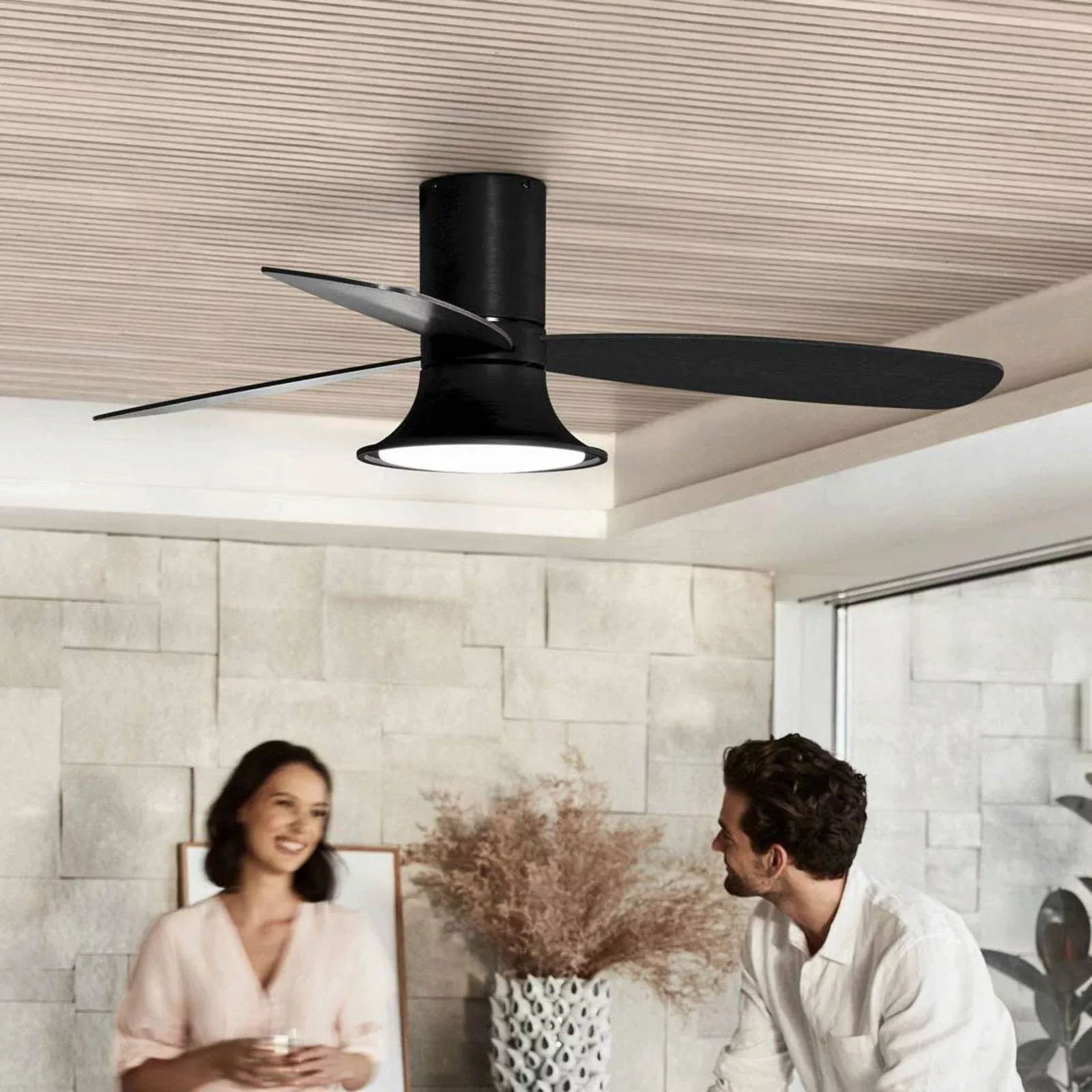 Beacon Deckenventilator mit Licht Flusso schwarz 132cm leise günstig online kaufen