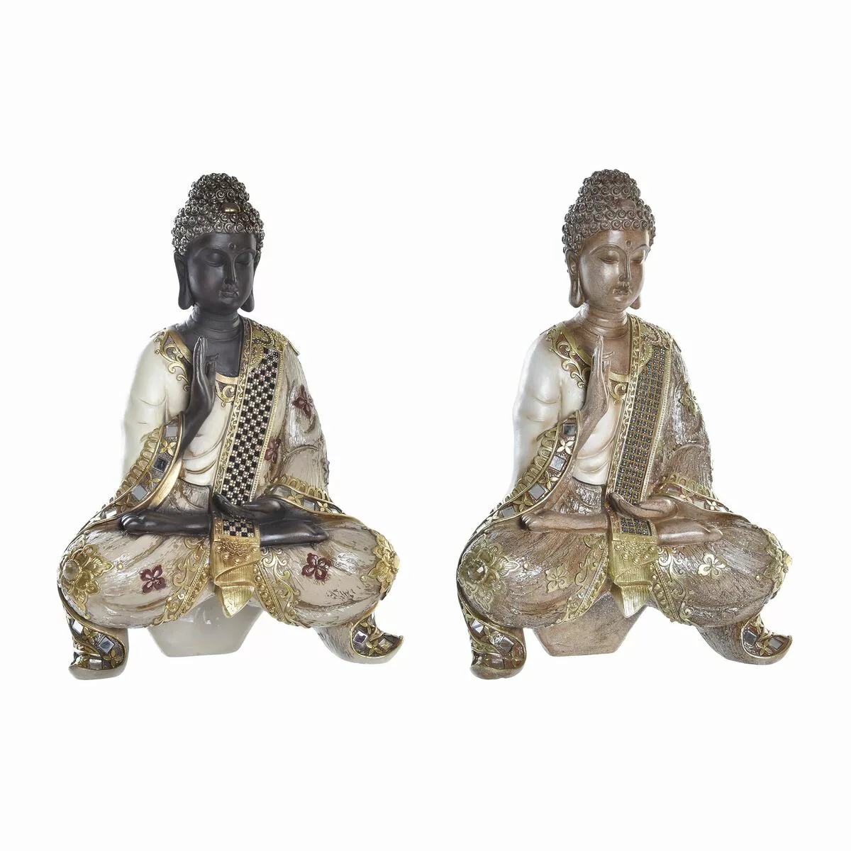 Deko-figur Dkd Home Decor Beige Braun Buddha Harz (25 X 11 X 35 Cm) (2 Stüc günstig online kaufen