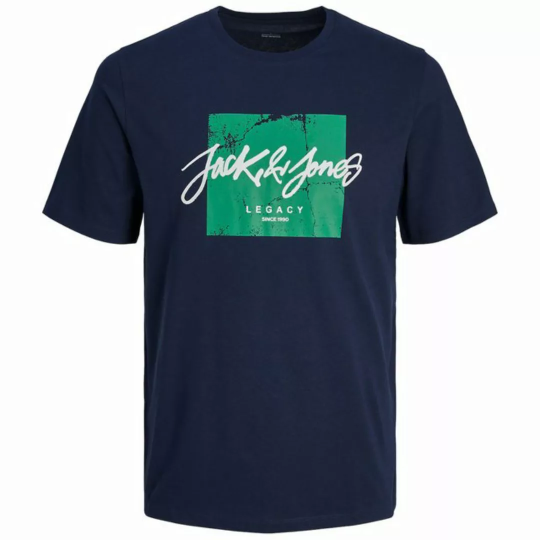 Jack & Jones Rundhalsshirt Jack&Jones XXL T-Shirt navy Frontprint JJTILEY günstig online kaufen