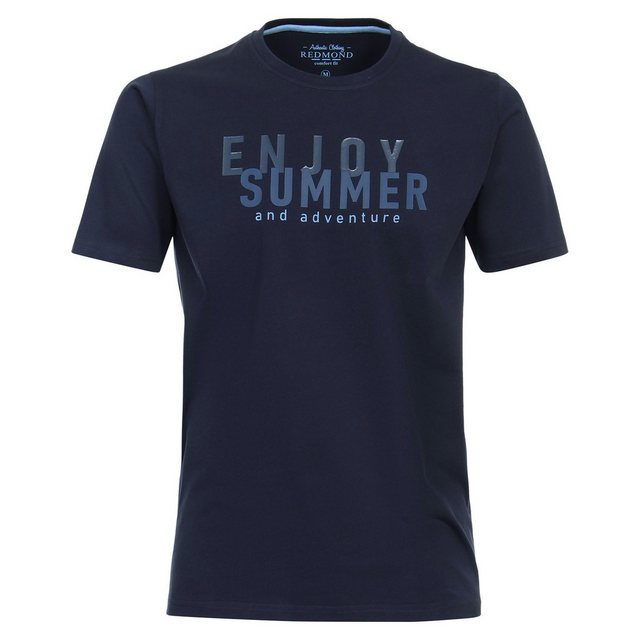 Redmond Rundhalsshirt Große Größen Herren T-Shirt navy Summer Frontprint Re günstig online kaufen