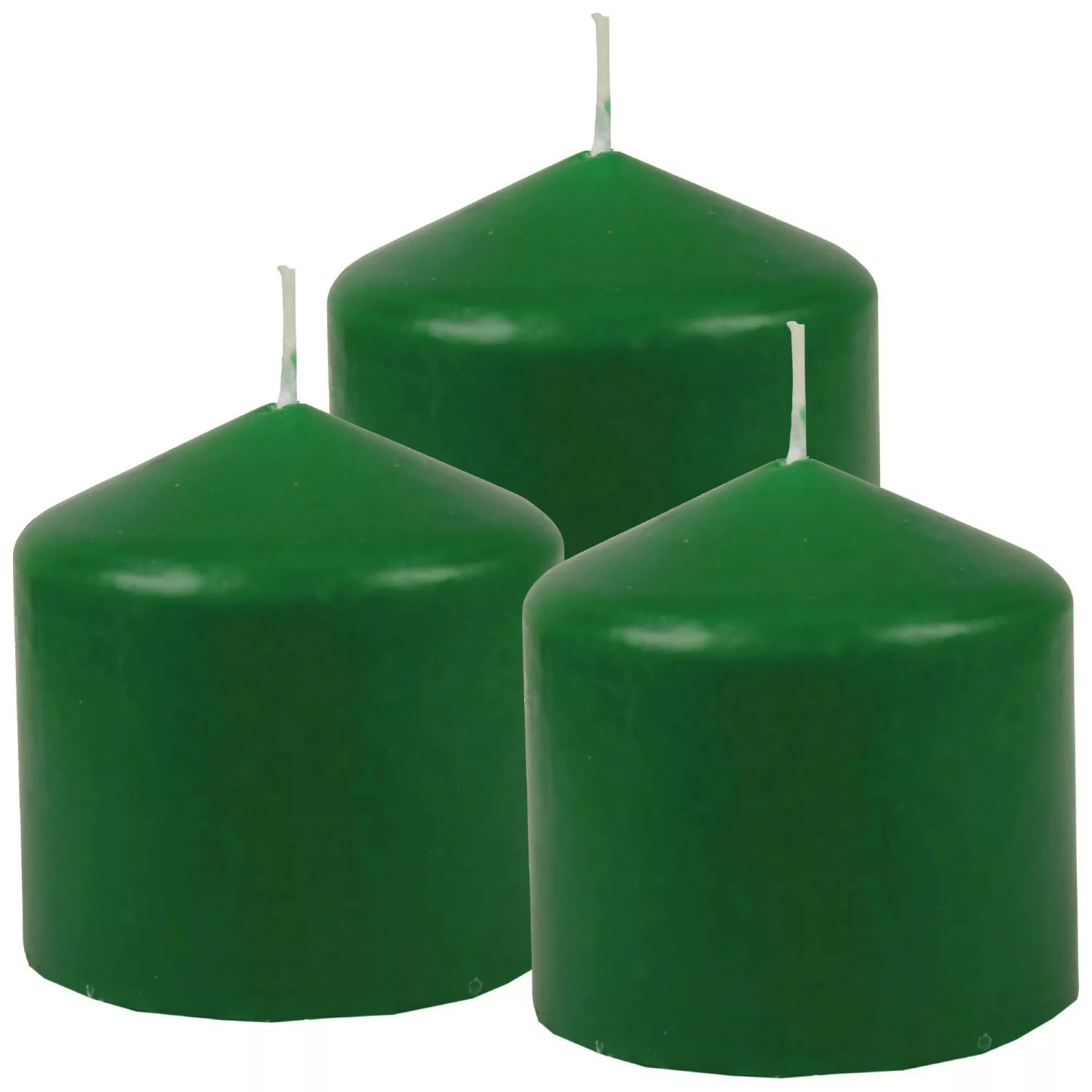 HS Candle Stumpenkerzen Ø8cm 3er Pack Grün Dunkel günstig online kaufen