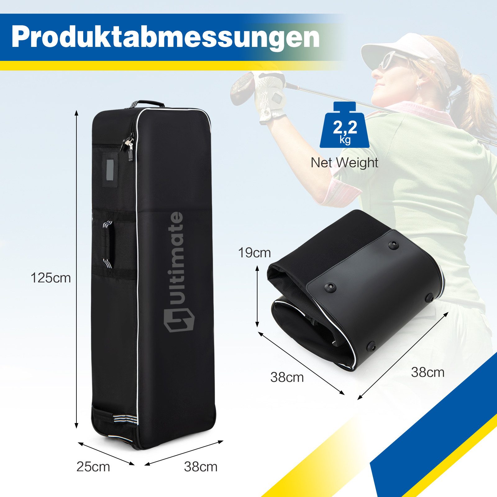 COSTWAY Golfballtasche, Golfbag mit Rädern, 38 günstig online kaufen