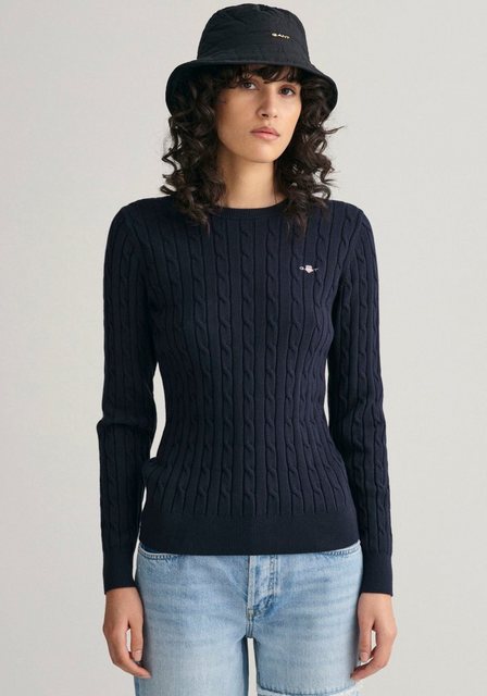 Gant Strickpullover "STRETCH COTTON CABLE C-NECK", mit Logostickerei auf de günstig online kaufen