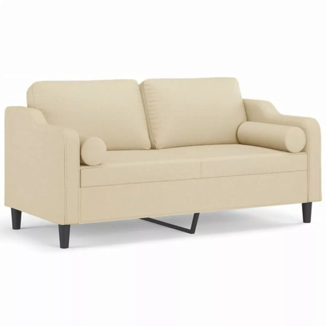 vidaXL Sofa, 2-Sitzer-Sofa mit Zierkissen Creme 140 cm Stoff günstig online kaufen