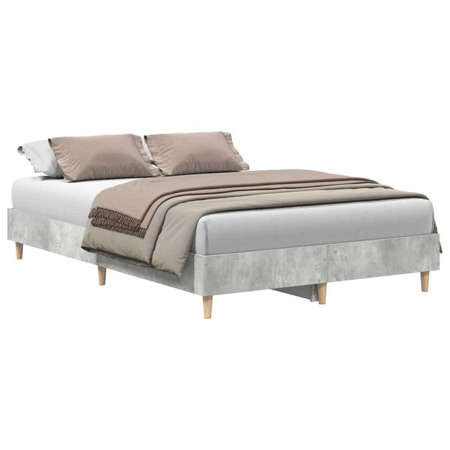 vidaXL Bett Bettgestell ohne Matratze Betongrau 135x190 cm Holzwerkstoff günstig online kaufen