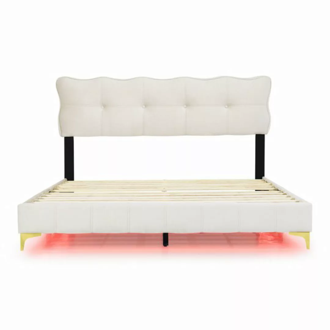 Rutaqian Polsterbett Paris Doppelbett Jugendbett mit LED, mit Lattenrost un günstig online kaufen