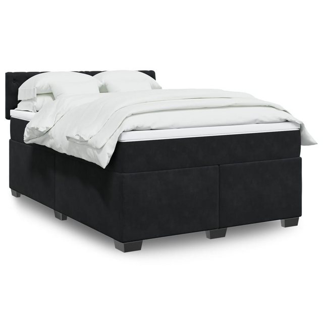 vidaXL Boxspringbett, Boxspringbett mit Matratze Schwarz 160x200 cm Samt günstig online kaufen