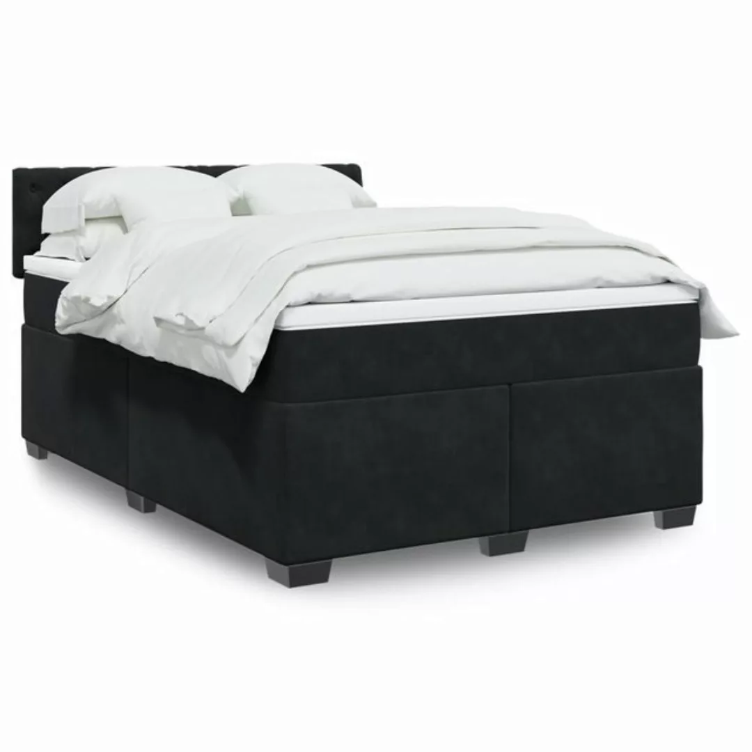 vidaXL Boxspringbett, Boxspringbett mit Matratze Schwarz 160x200 cm Samt günstig online kaufen