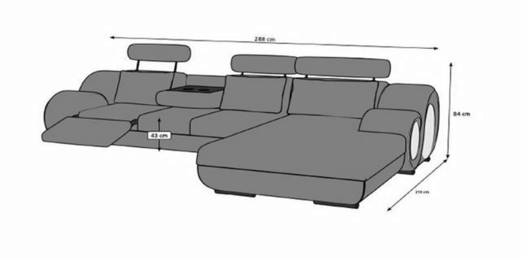 Xlmoebel Sofa Neue Ledersofa-Sitzgarnitur mit Designer-Wohnlandschaft und E günstig online kaufen