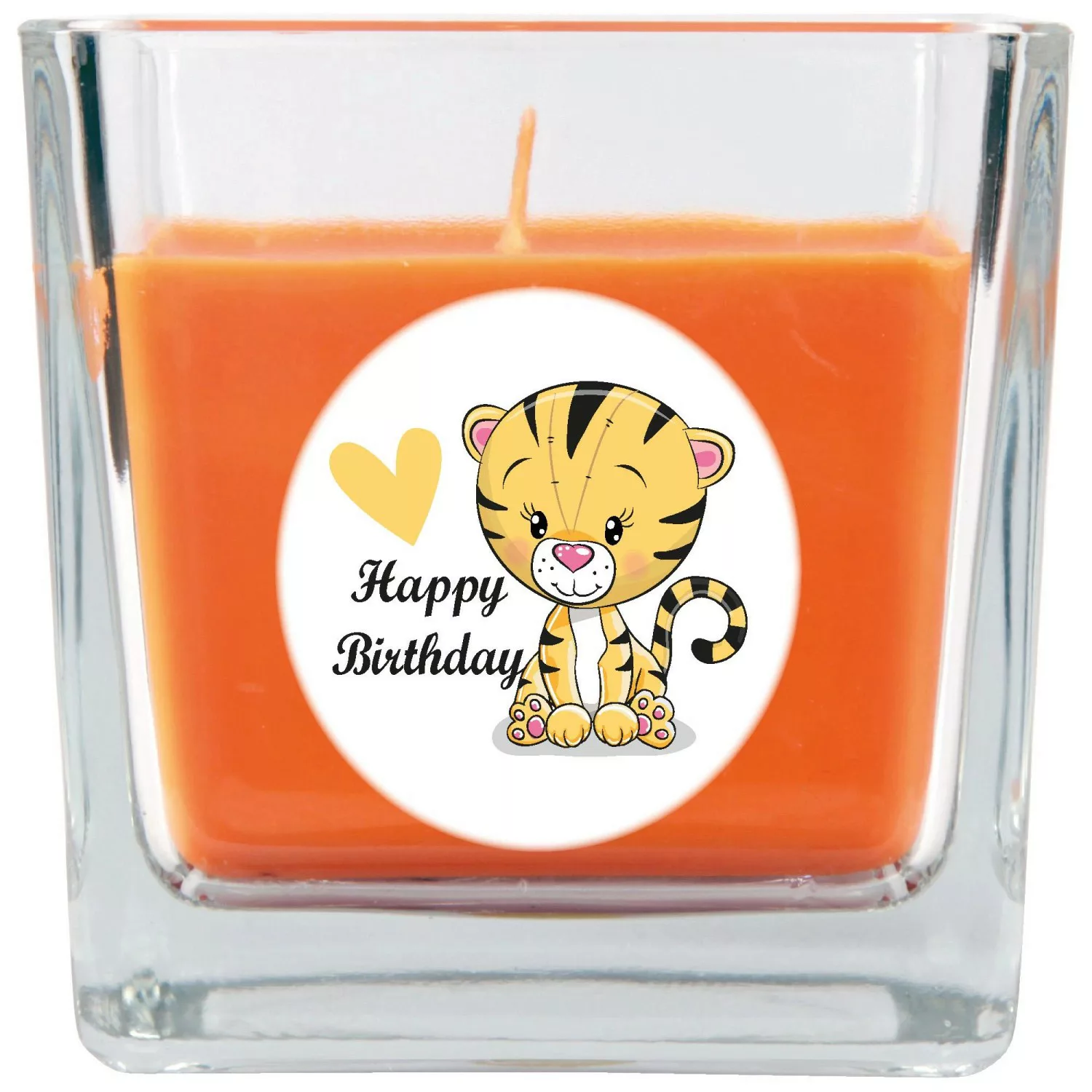 HS Candle Duftkerze & Glas Happy Birthday Viereck Honigmelone Tiger günstig online kaufen