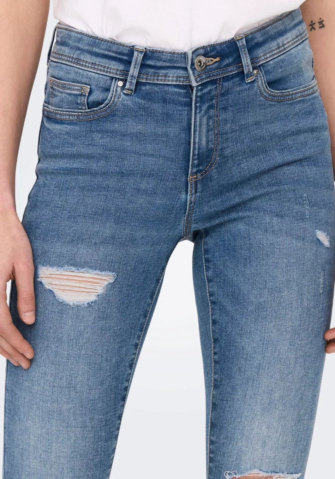 ONLY Skinny-fit-Jeans ONLWAUW MID SK DESTROY DNM BJ210 mit Destroyed Effekt günstig online kaufen