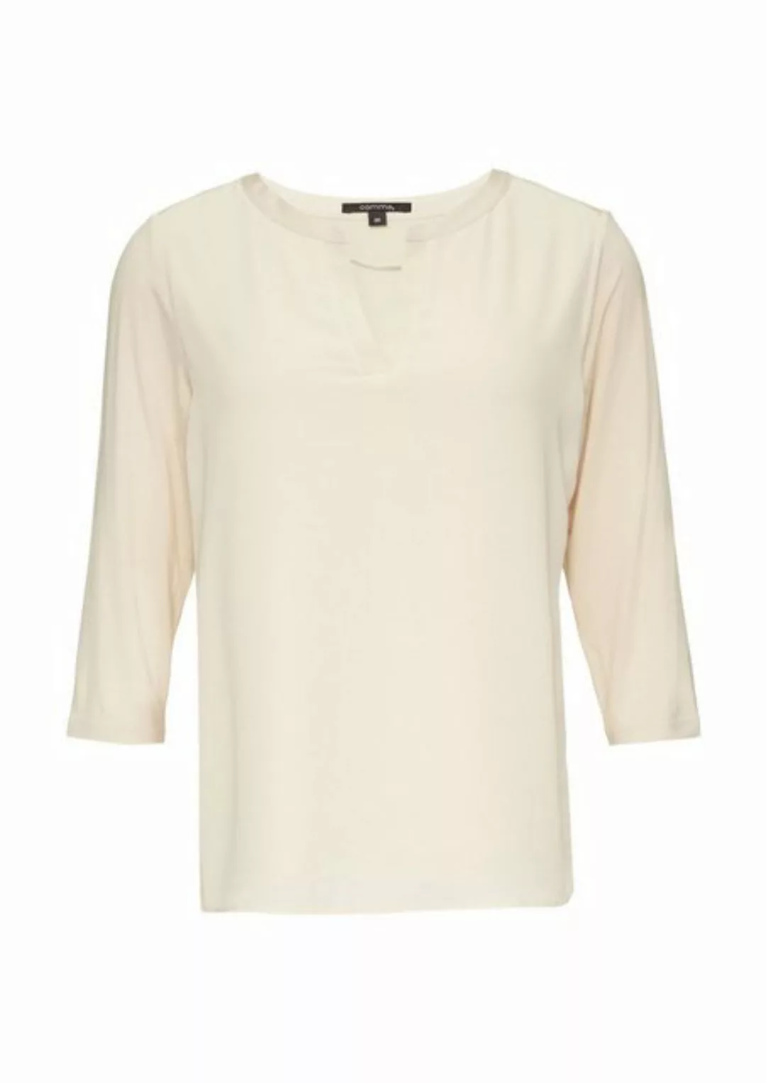 Comma T-Shirt Basic 3/4-Arm, Tunika-Ausschnitt, Satin-Paspel, Ciffon, Visko günstig online kaufen