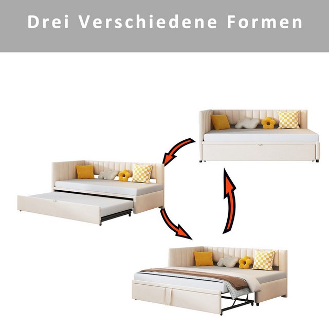 HAUSS SPOLE Schlafsofa 90/180x200cm mit Ausziehbett, L-förmiges Schlafsofa günstig online kaufen