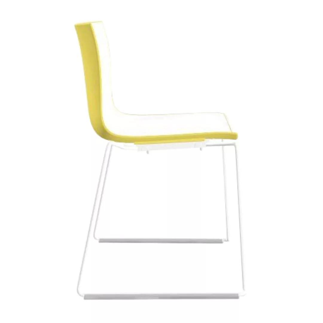 Arper - Catifa 46 0278 Stuhl zweifarbig Kufe weiß - weiß/gelb/Außenschale g günstig online kaufen