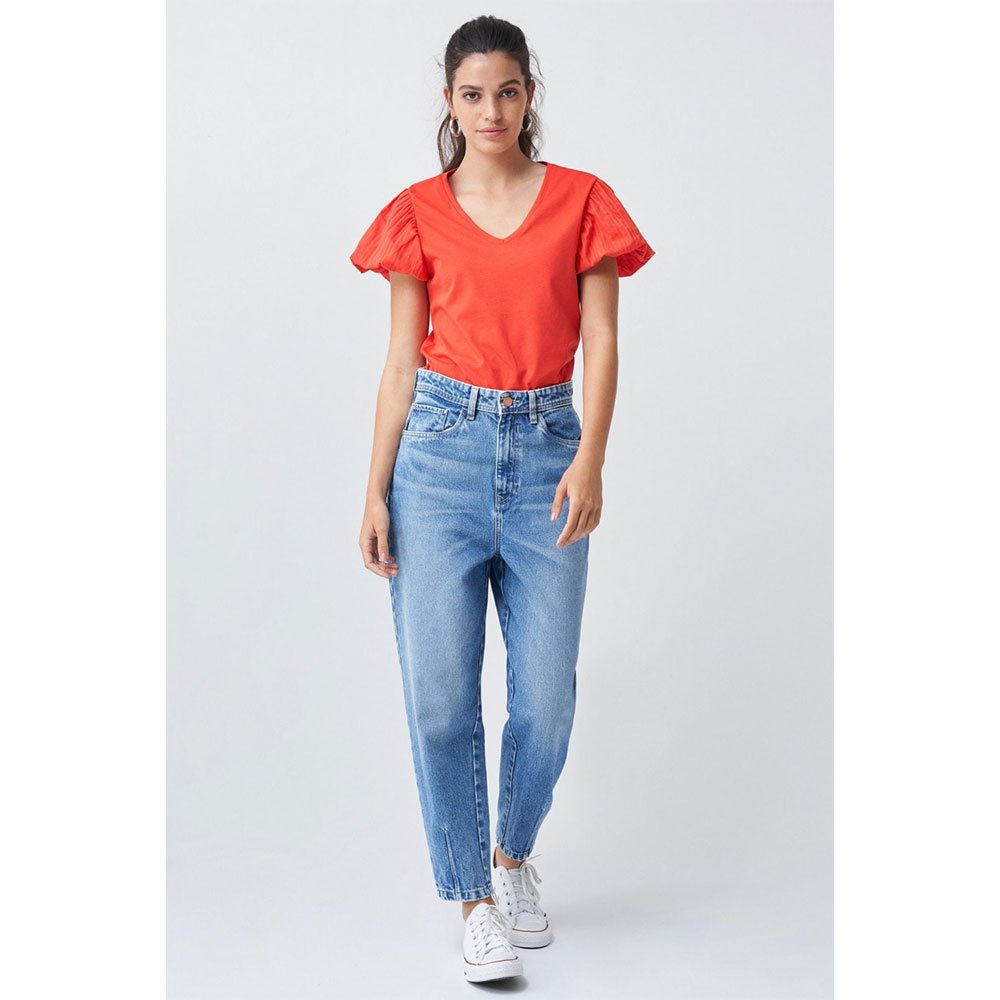 Salsa Jeans 126136-708 / Textured Kurzarm V-ausschnitt T-shirt L Red günstig online kaufen