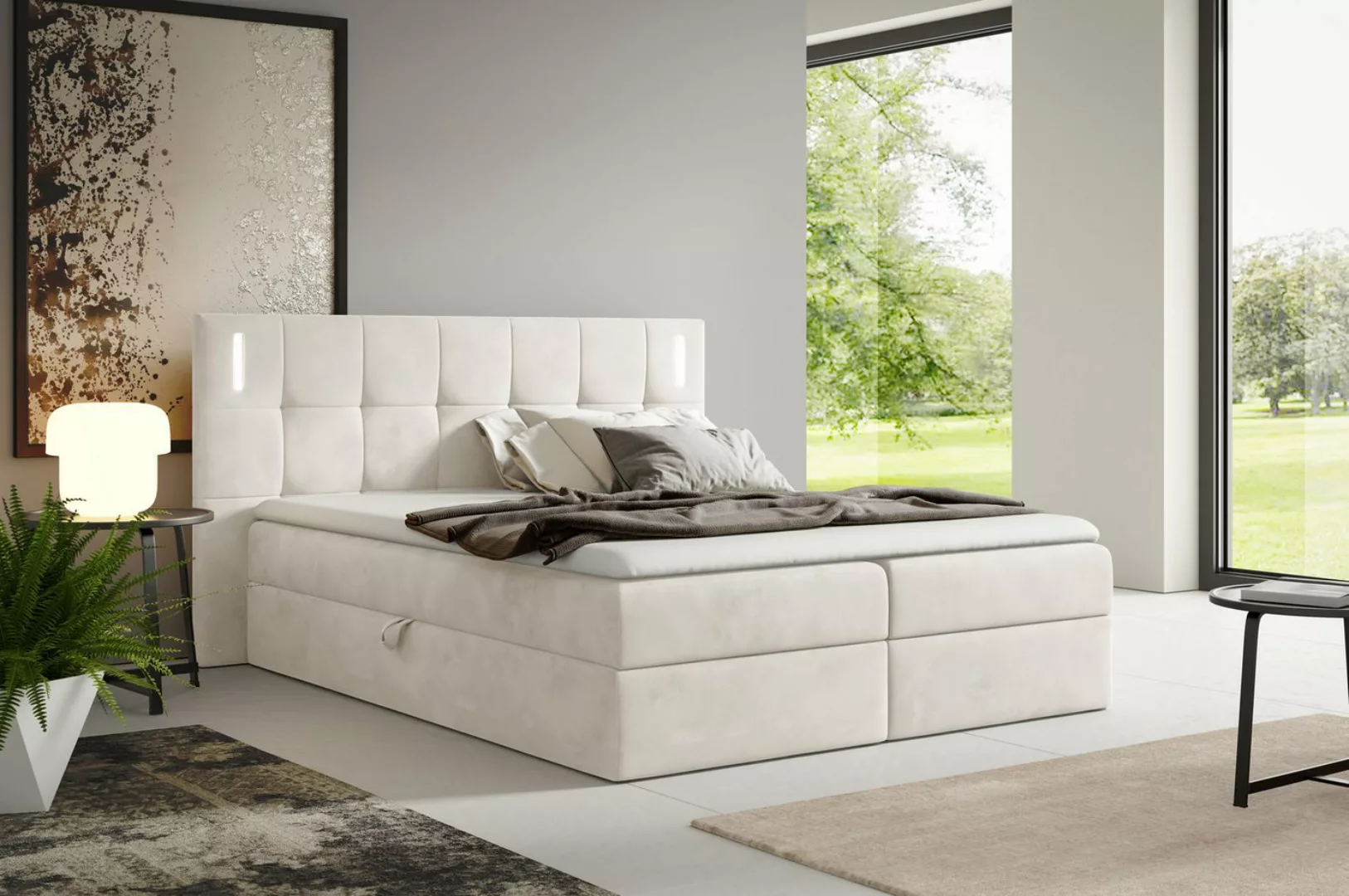 yourhouse24 Boxspringbett Chesterfield mit 2 Bettkästen, Doppelbett mit Bon günstig online kaufen