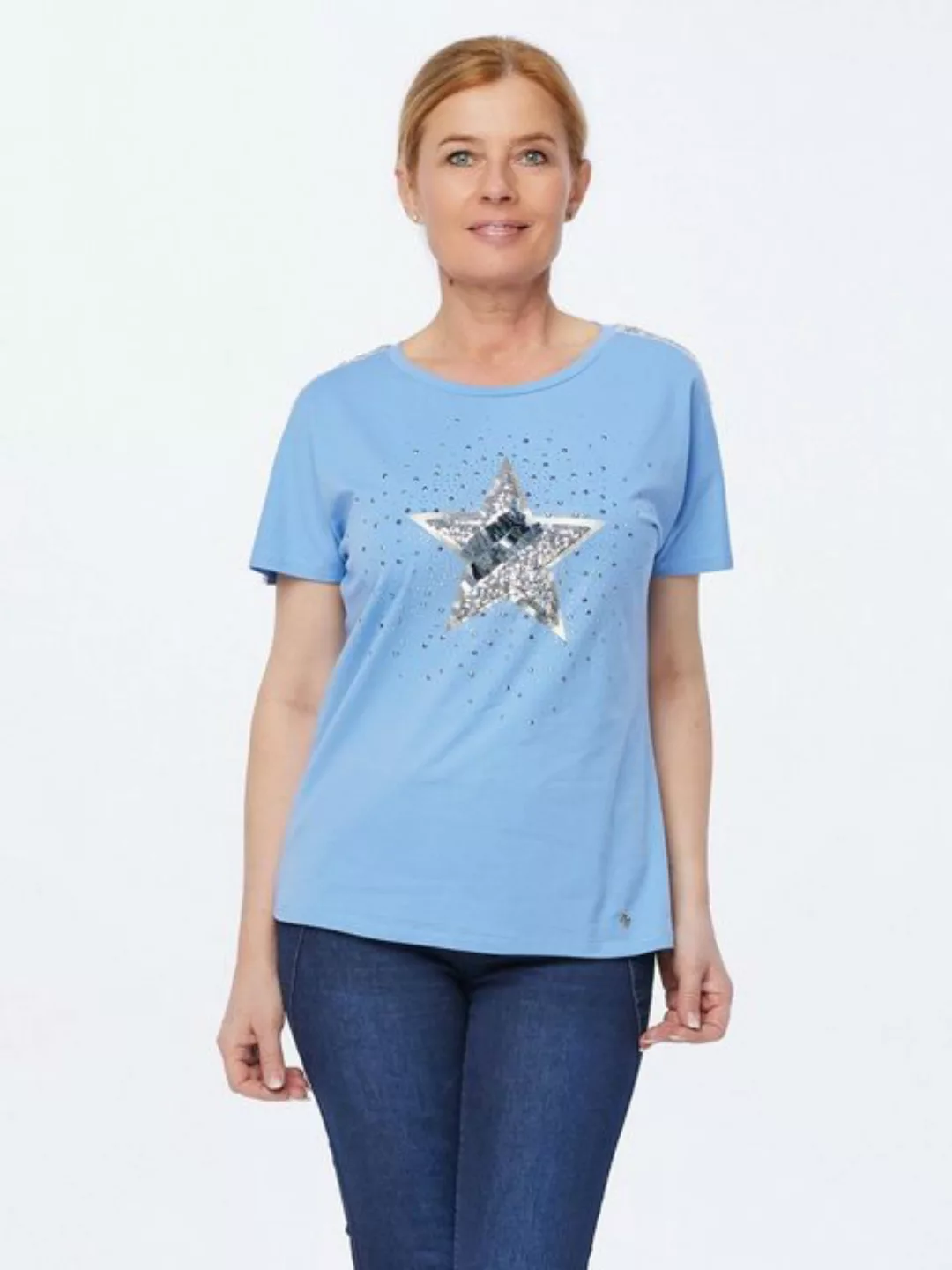 Christian Materne T-Shirt Kurzarmbluse koerpernah mit Stern-Motiv günstig online kaufen