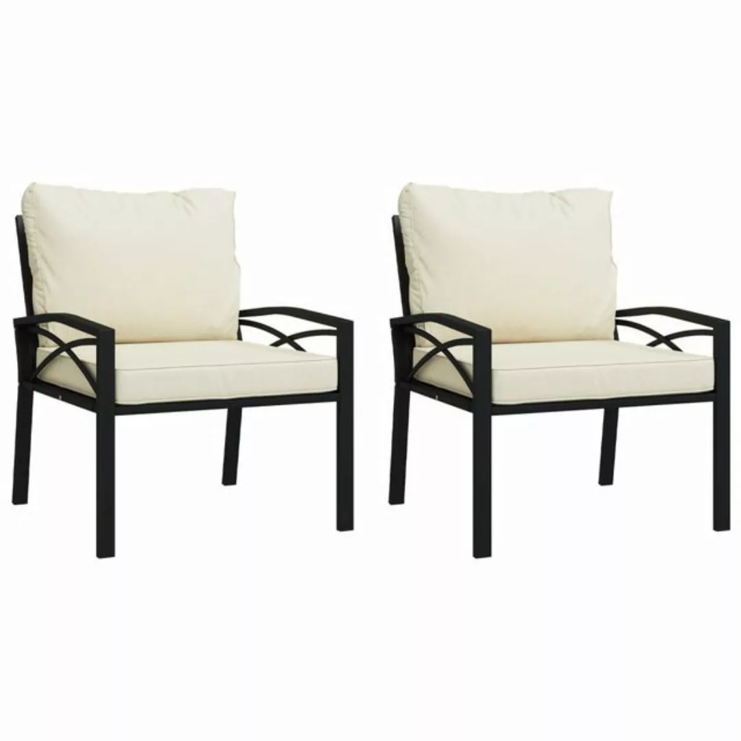 vidaXL Sofaelement Gartenstühle mit Sandfarbigen Kissen 2 Stk. 68x76x79 cm günstig online kaufen