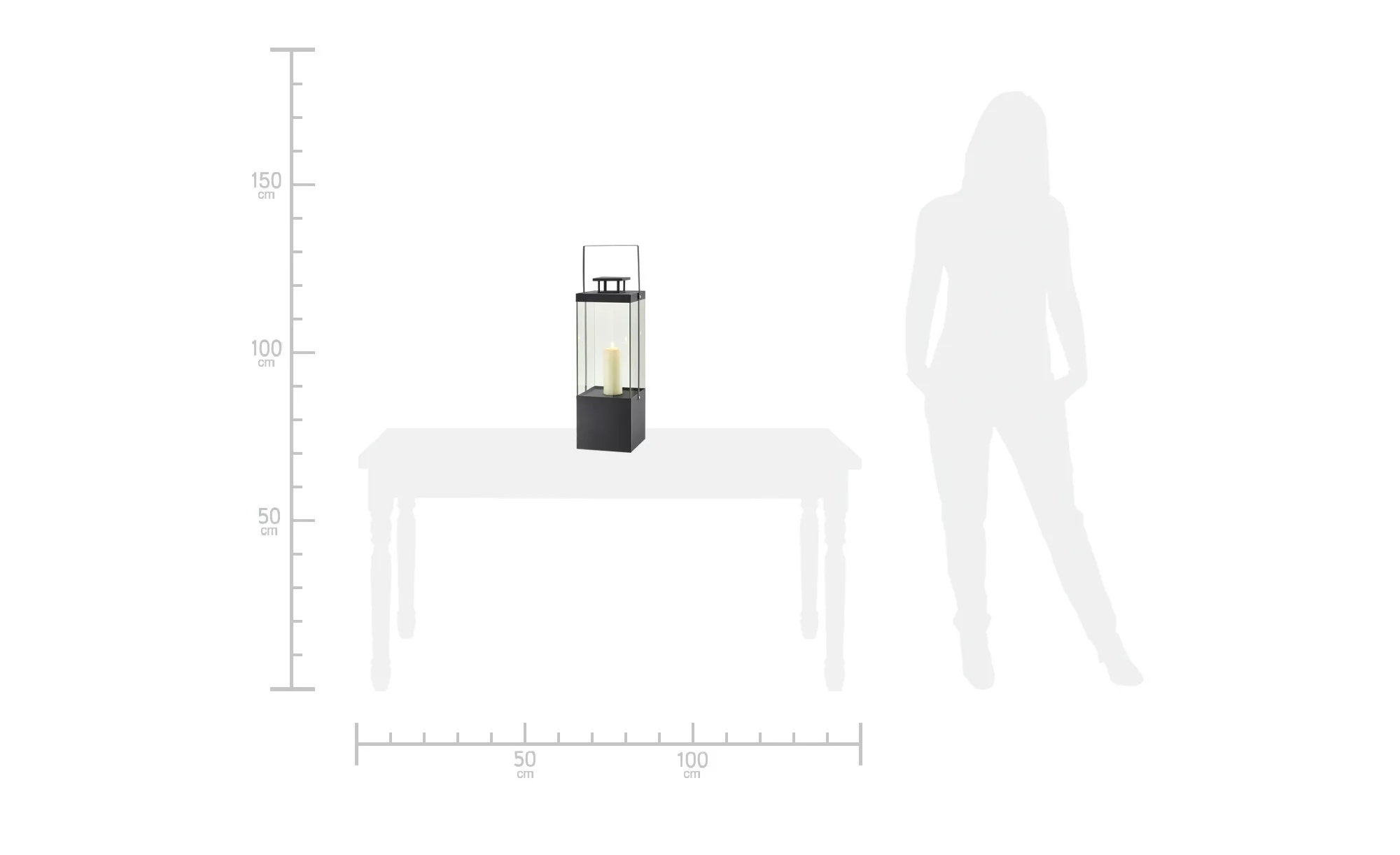 Metalllaterne   ¦ schwarz ¦ Metall,Glas ¦ Maße (cm): B: 21,5 H: 62,3 T: 20. günstig online kaufen