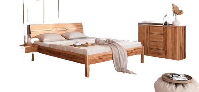 Natur24 Einzelbett Bett Bento 4 Sonderlänge 80x190 Kernbuche Holzkopfteil u günstig online kaufen