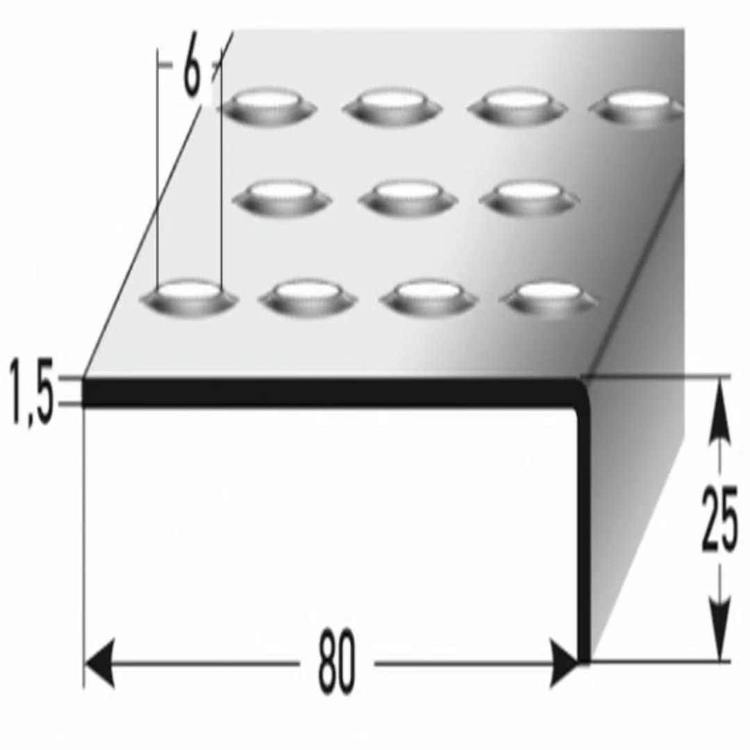 Treppenkante "Plati" / Winkelprofil (Größe 25 mm x 80 mm) aus Edelstahl mat günstig online kaufen