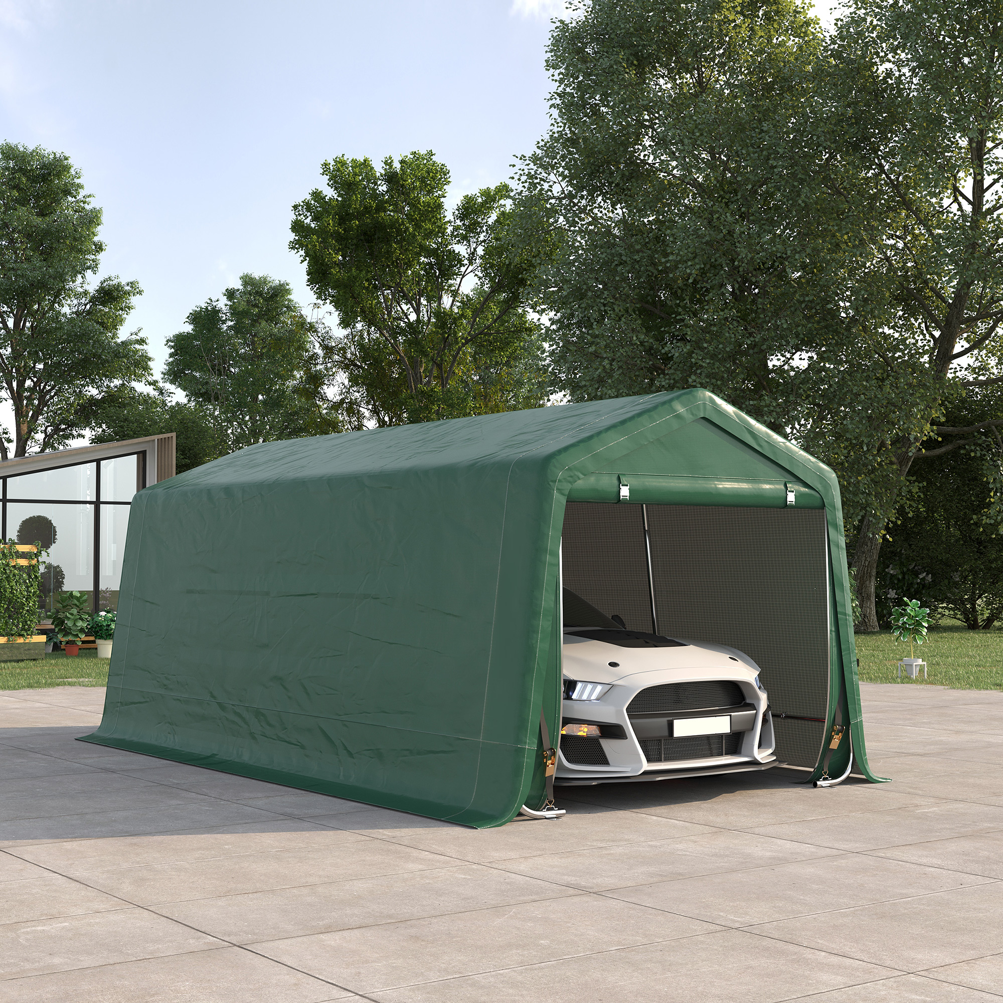 Outsunny Tente garage carport 6 x 3 m Stahl verzinkt robustes PE mit hoher günstig online kaufen