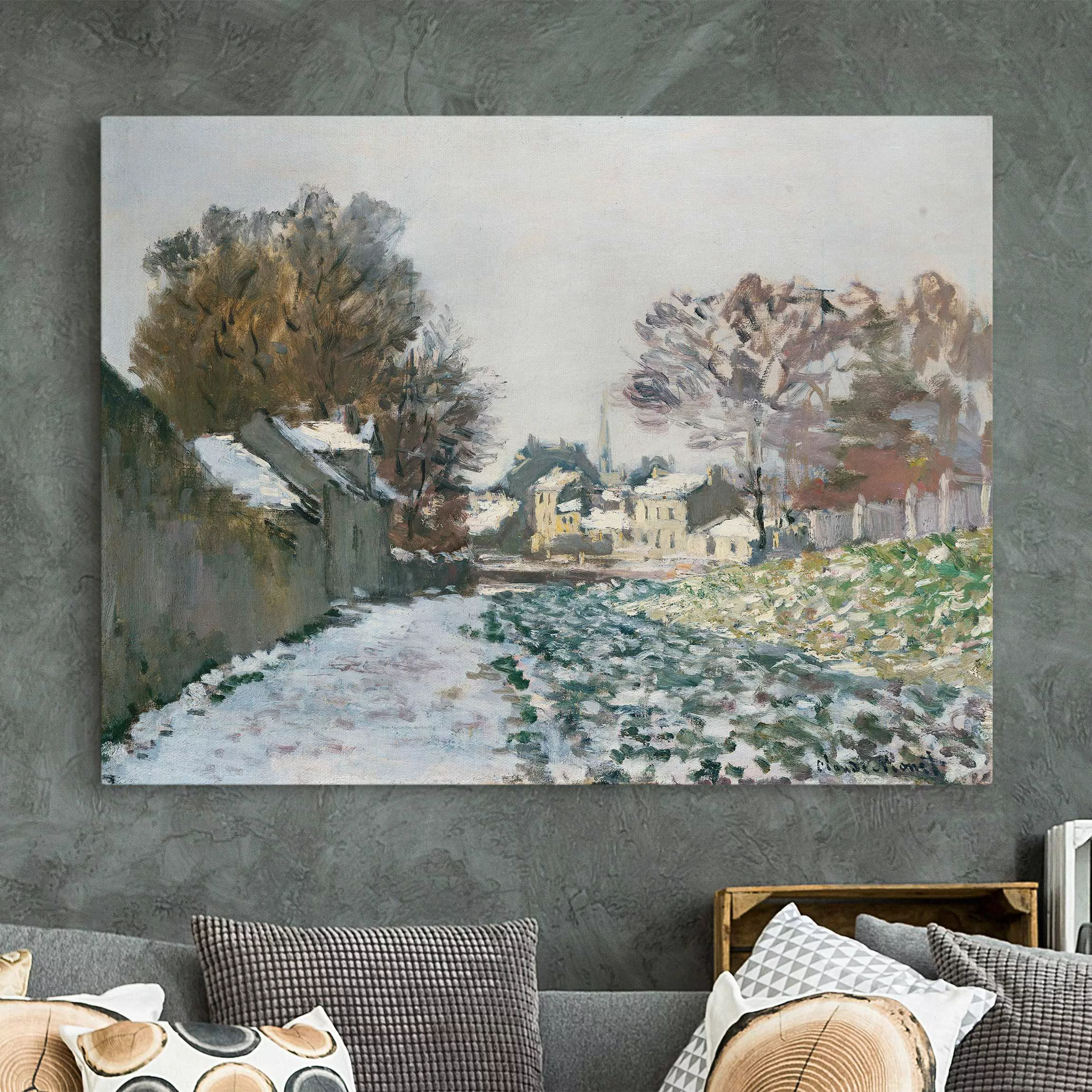 Leinwandbild Kunstdruck - Querformat Claude Monet - Schnee bei Argenteuil günstig online kaufen