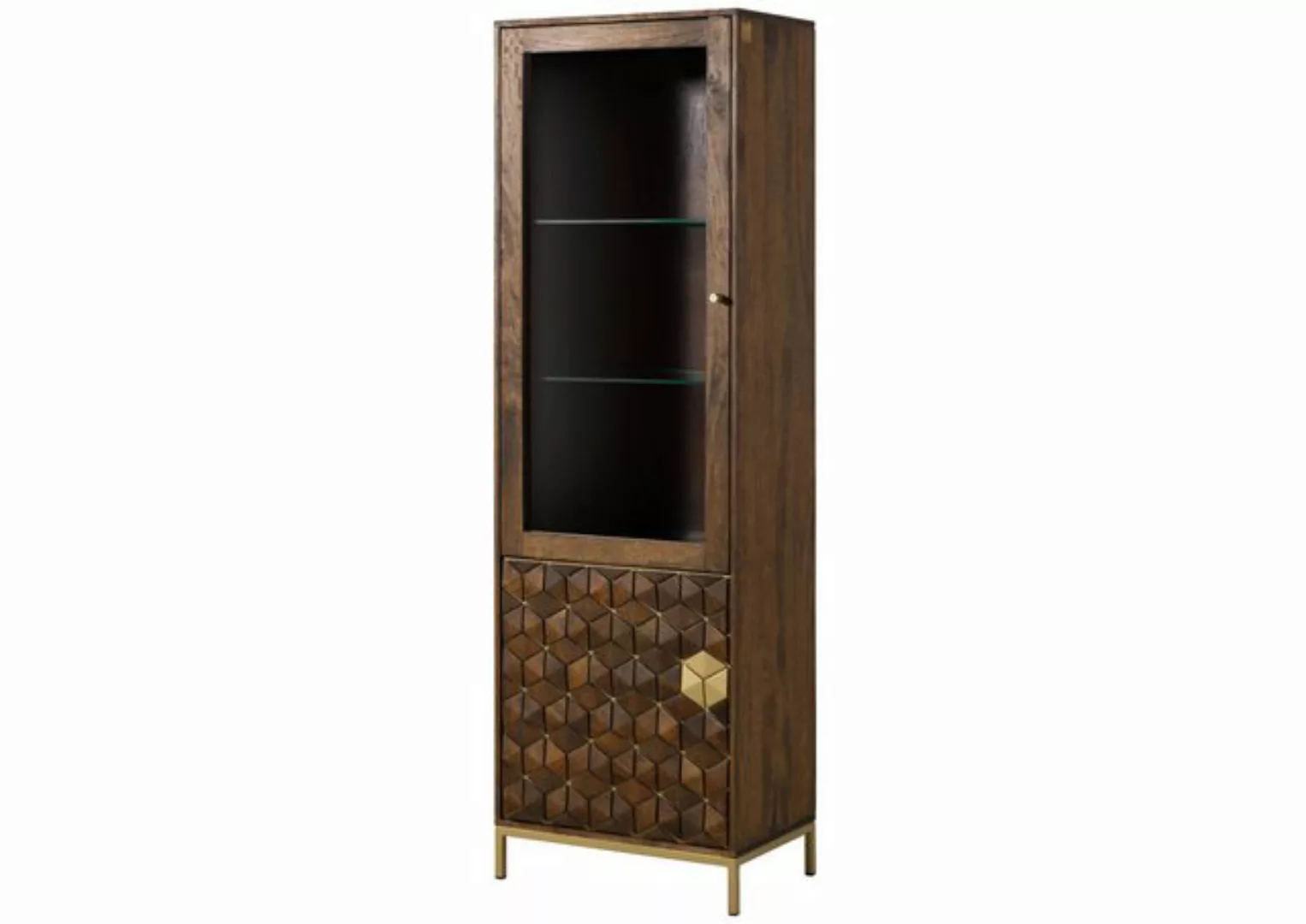 Massivmoebel24 Standvitrine (Mango 63x40x200 braun geölt DIAMOND #216) günstig online kaufen