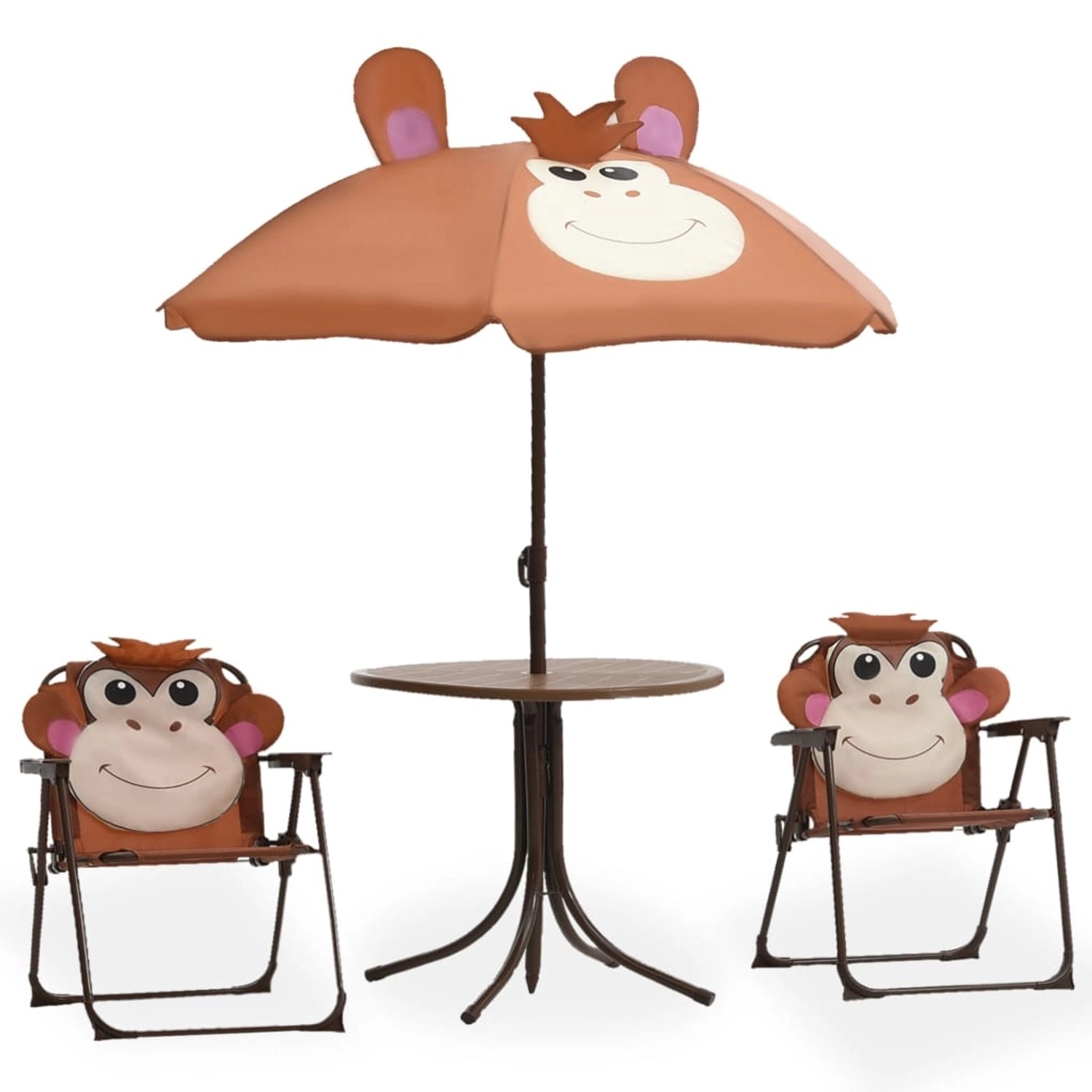 3-tlg. Garten-bistro-set Für Kinder Mit Sonnenschirm Braun günstig online kaufen