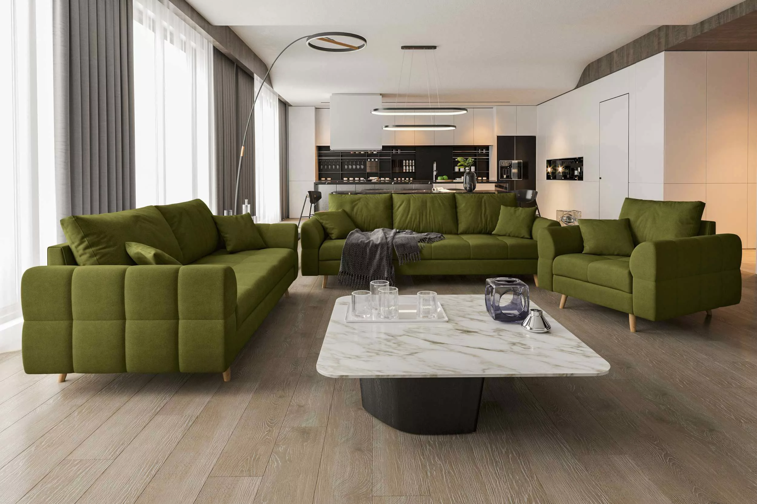 99rooms Polstergarnitur Bello, (Couchgarnitur, Set (3-tlg), günstig online kaufen