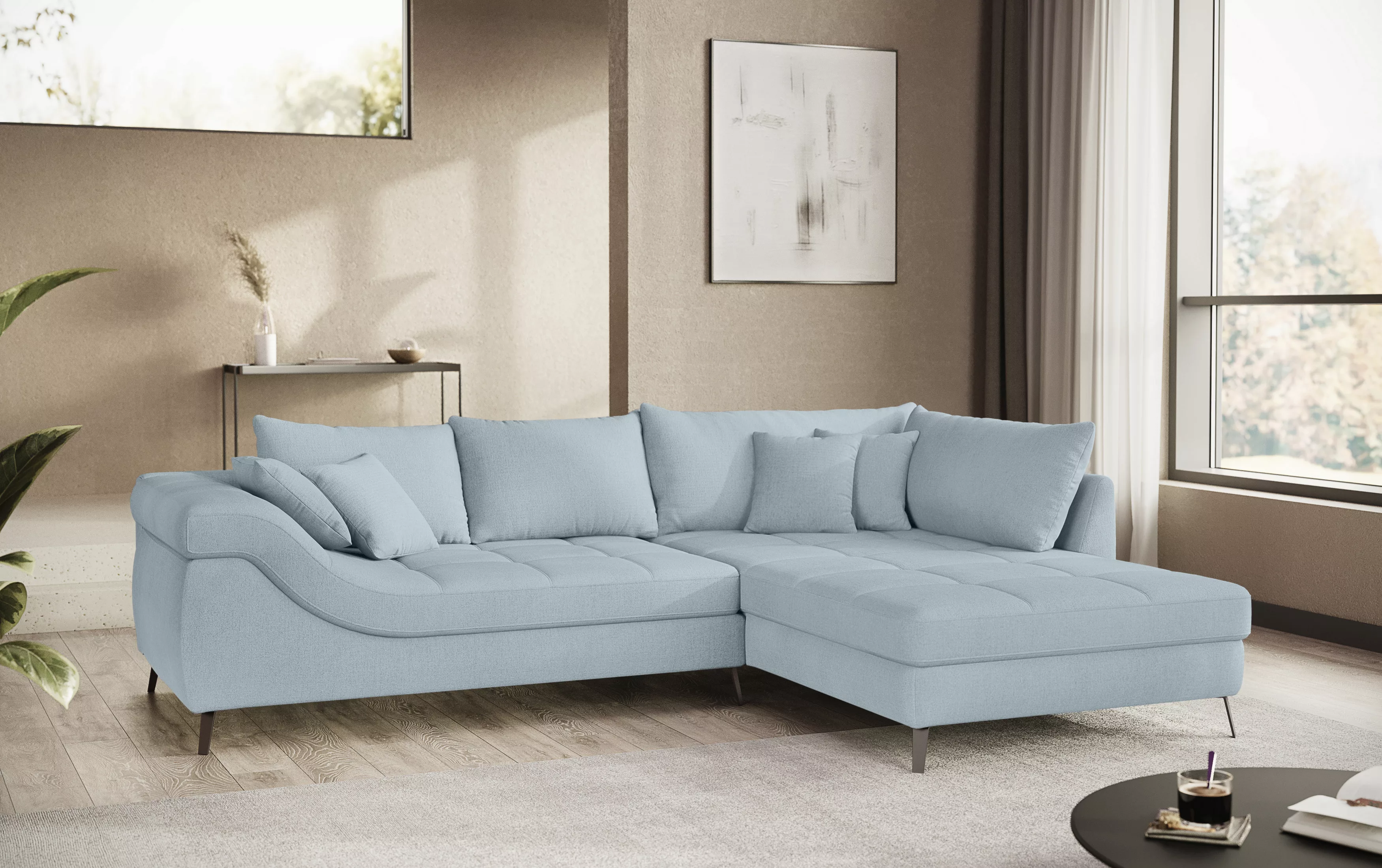 Mr. Couch Ecksofa "Portofino L-Form", 4 Bezugsqualitäten, 13,5 cm hohe Meta günstig online kaufen