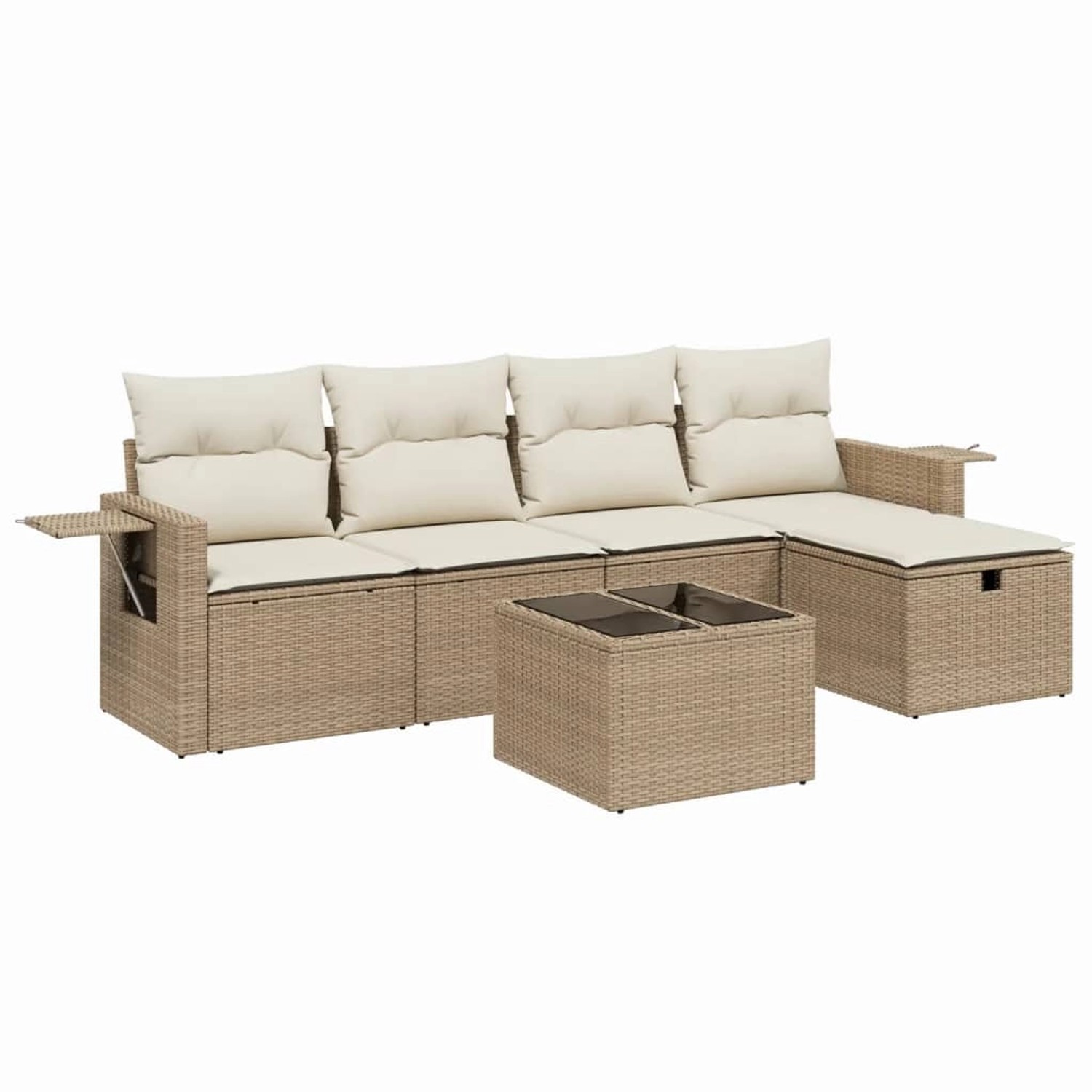 vidaXL 6-Tlg Garten-Sofagarnitur mit Kissen Beige Poly Rattan 3263784 günstig online kaufen