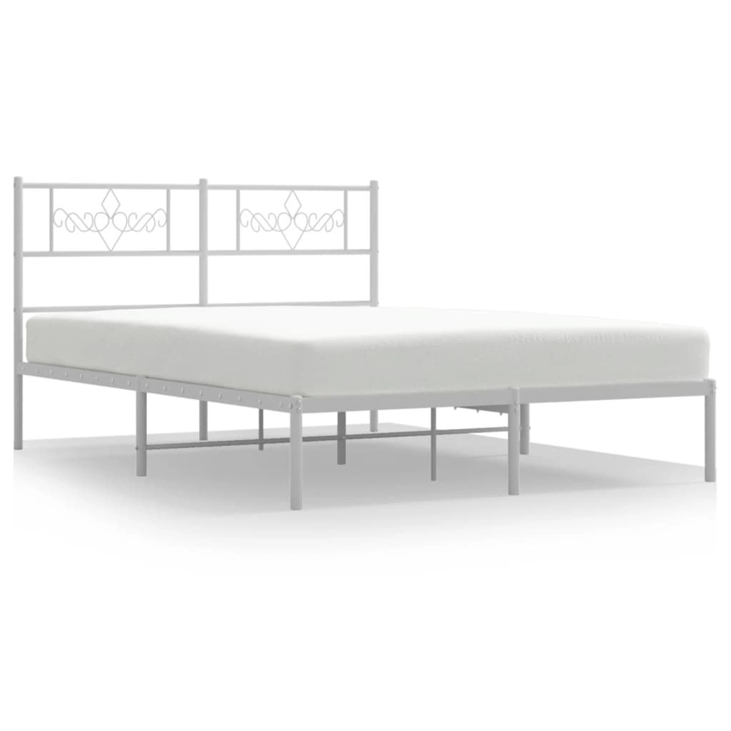 vidaXL Bettgestell mit Kopfteil Metall Weiß 135x190 cm Modell 81884801 günstig online kaufen