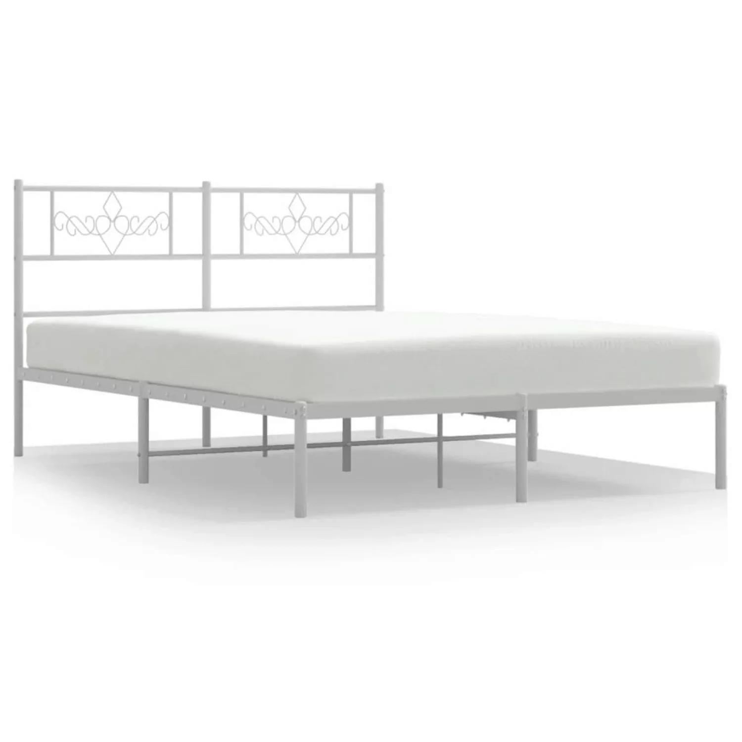 vidaXL Bettgestell Bettrahmen mit Kopfteil Metall Weiß 140x190 cm Bett Bett günstig online kaufen