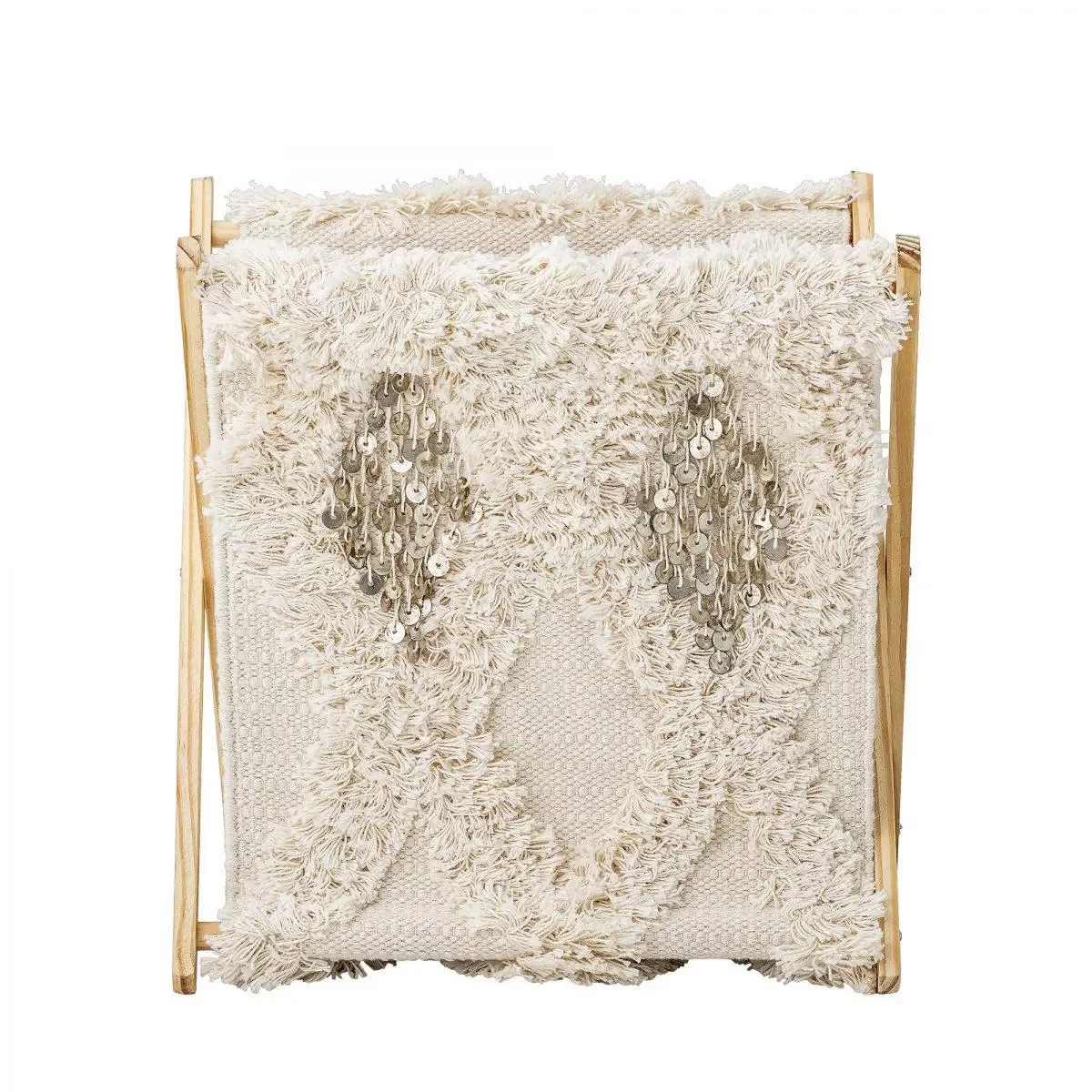 Wäschekorb in Beige aus Baumwolle und Kiefernholz günstig online kaufen