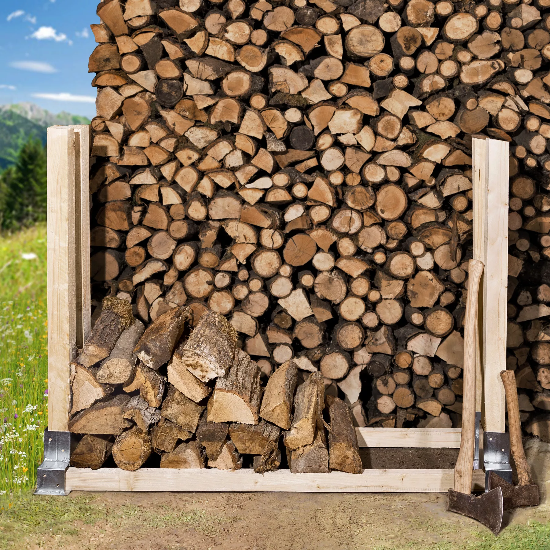 Holzstapelhilfe feuerverzinkt 4-tlg. - silber günstig online kaufen