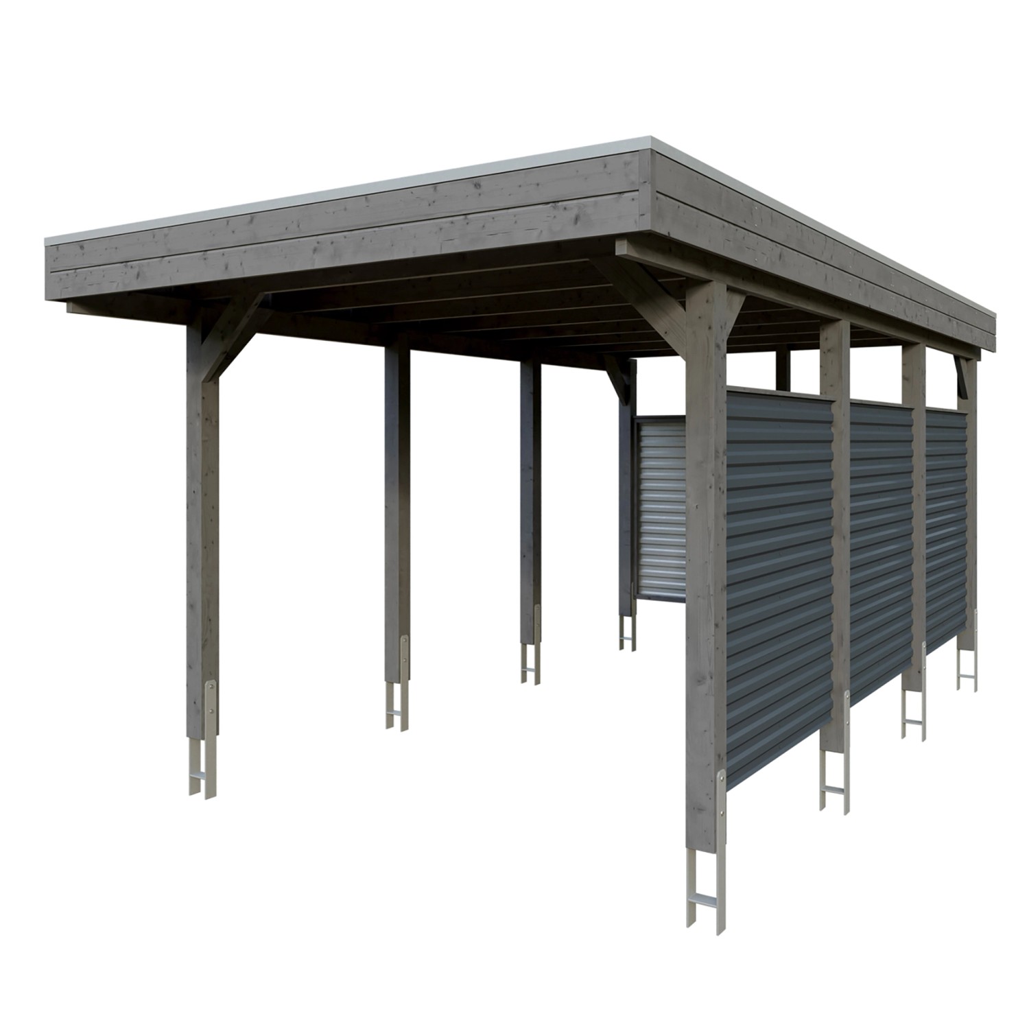 Skan Holz Carport Friesland Hybrid 314 cm x 555 cm Schiefergrau günstig online kaufen