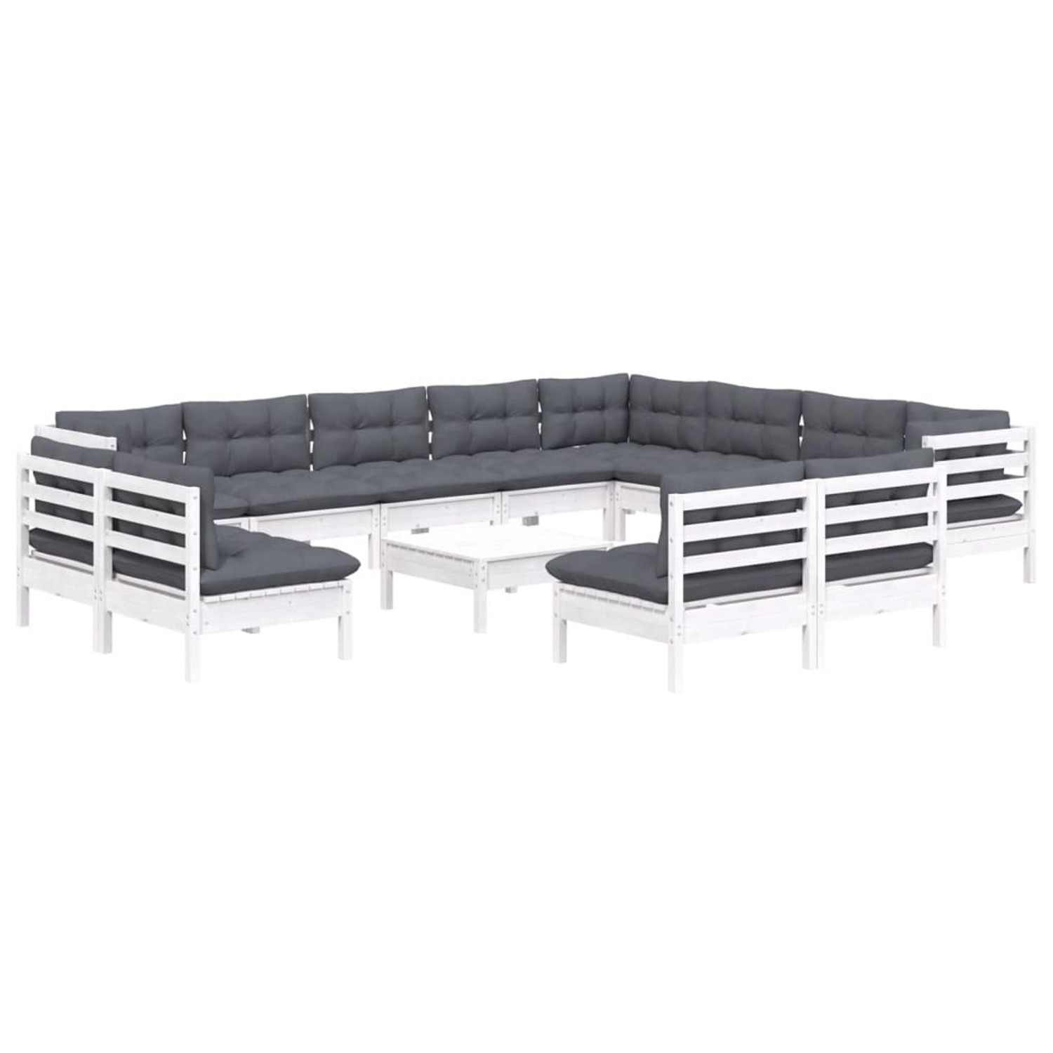 vidaXL 13-tlg Garten-Lounge-Set mit Kissen Weiß Massivholz Kiefer Modell 1 günstig online kaufen