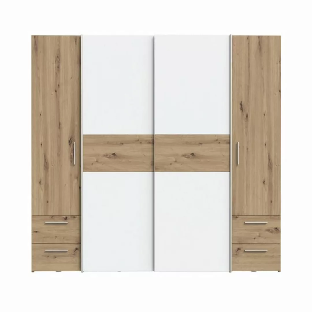 FORTE Dreh-/Schwebetürenschrank in Weiss / Artisan Eiche - 200,1x190,5x61,2 günstig online kaufen