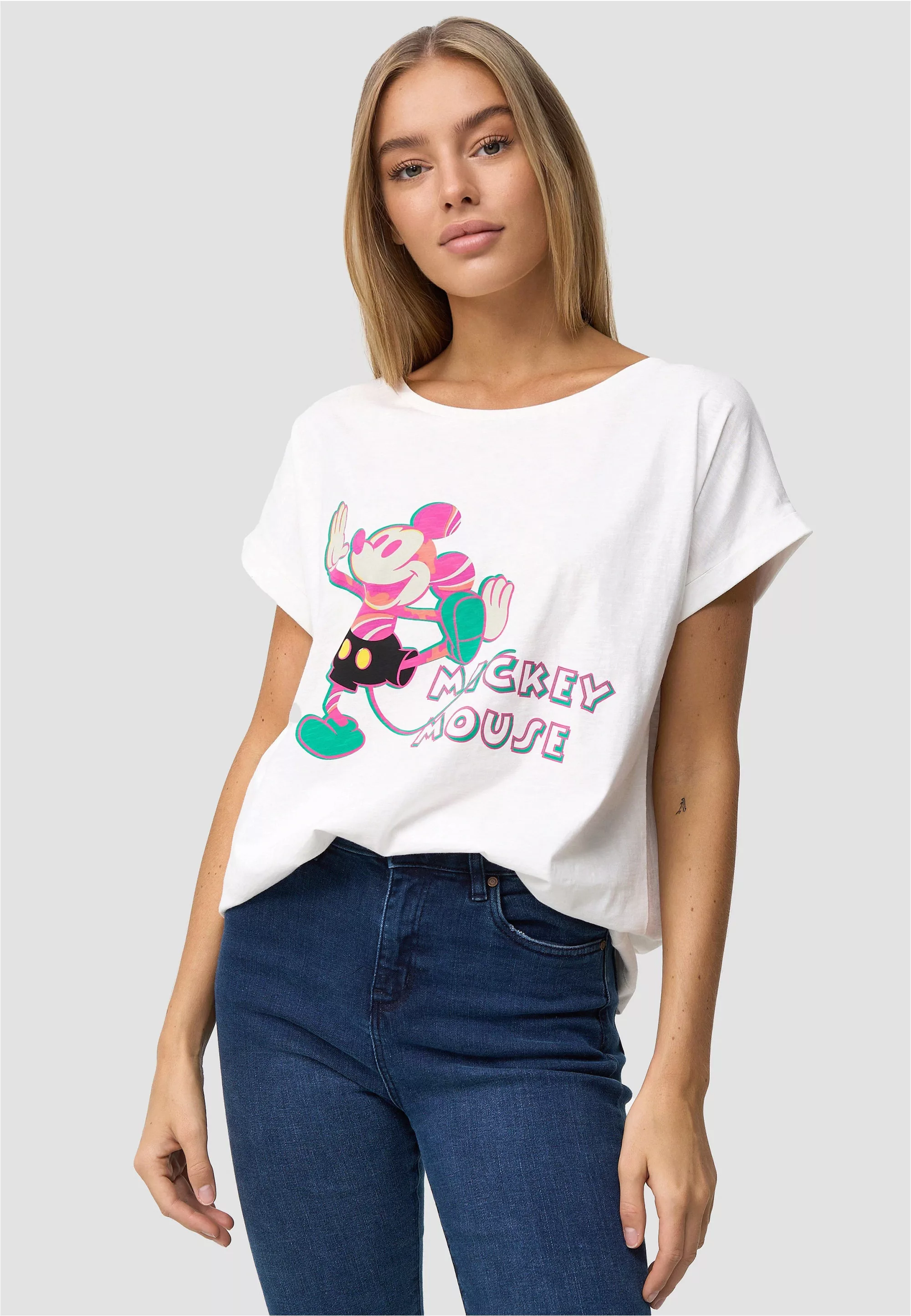 Recovered T-Shirt "Mickey Mouse Colourful Pose", mit buntem Mickey Mouse-Pr günstig online kaufen