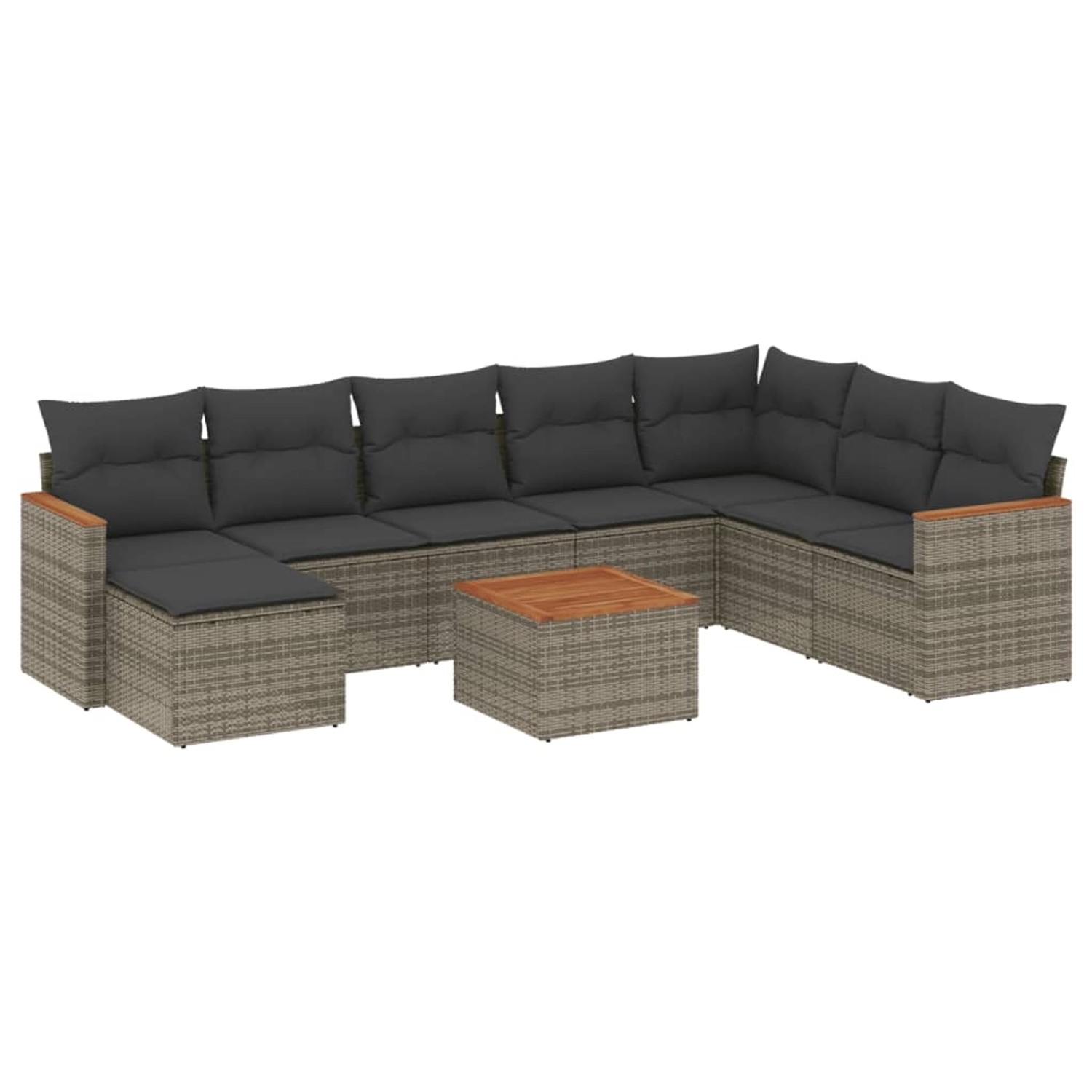 vidaXL 9-Tlg Garten-Sofagarnitur mit Kissen Grau Poly Rattan 3226256 günstig online kaufen