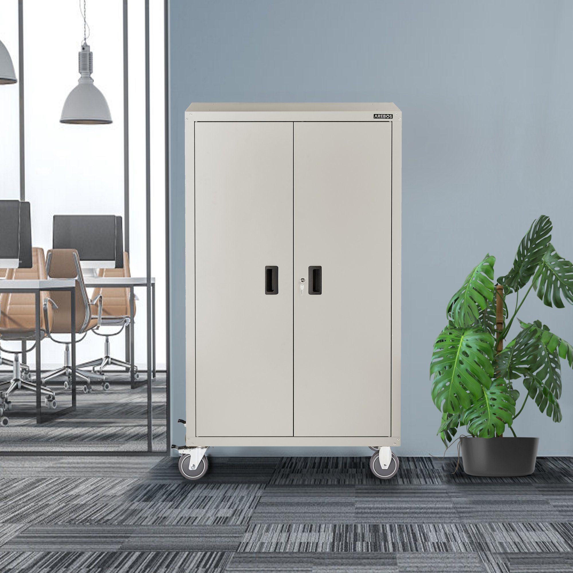 Arebos Aktenschrank Büroschrank Materialschrank Stahlschrank Rollen günstig online kaufen