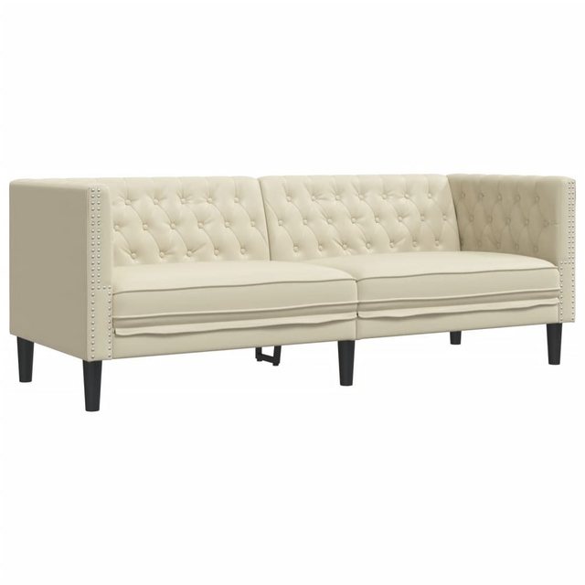 vidaXL Sofa Chesterfield-Sofa 3-Sitzer Creme Kunstleder günstig online kaufen