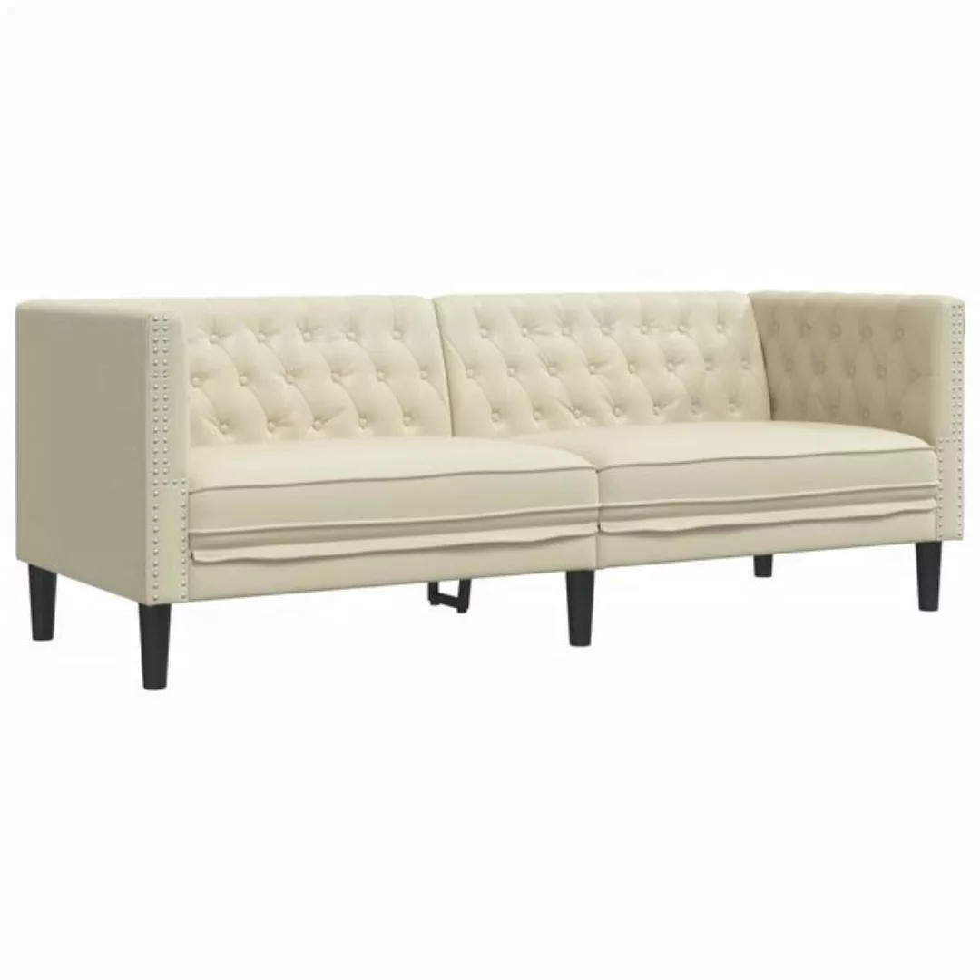 vidaXL Chesterfield-Sofa, Chesterfield-Sofa 3-Sitzer Creme Kunstleder günstig online kaufen