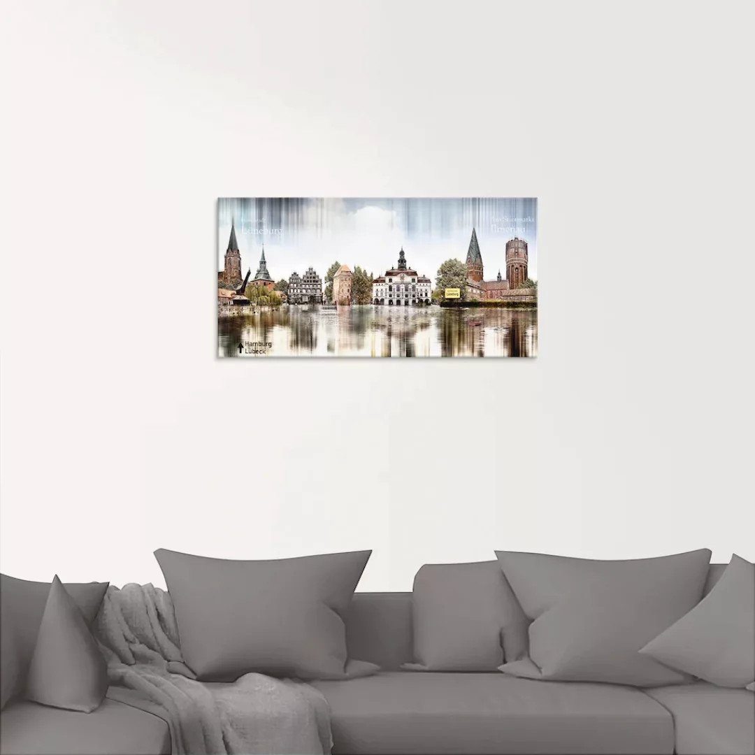 Artland Glasbild »Lüneburg Skyline Abstrakte Collage«, Deutschland, (1 St.) günstig online kaufen