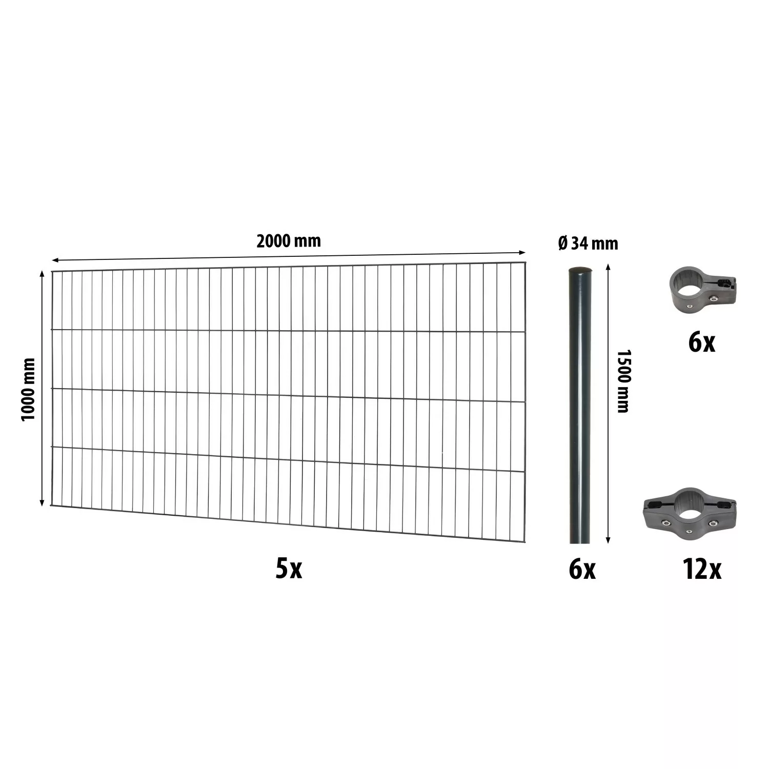 Einstabmattenzaun-Set Classic Anthrazit 100 cm x 1000 cm günstig online kaufen